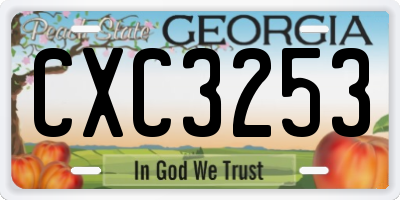 GA license plate CXC3253