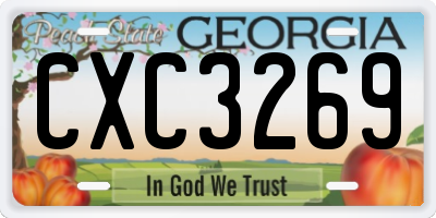 GA license plate CXC3269