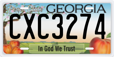 GA license plate CXC3274
