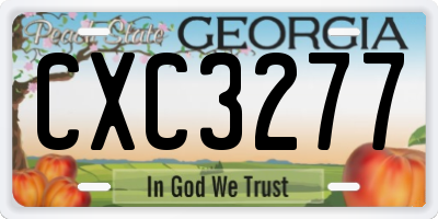 GA license plate CXC3277