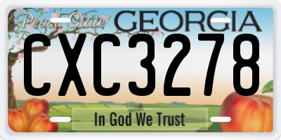 GA license plate CXC3278