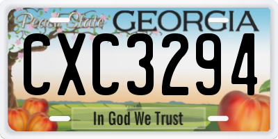 GA license plate CXC3294