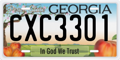 GA license plate CXC3301