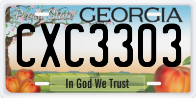 GA license plate CXC3303
