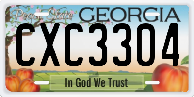 GA license plate CXC3304
