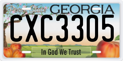 GA license plate CXC3305