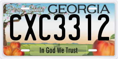 GA license plate CXC3312