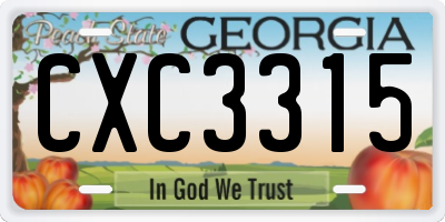 GA license plate CXC3315