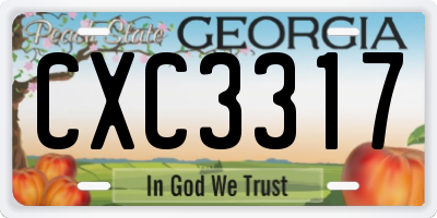GA license plate CXC3317