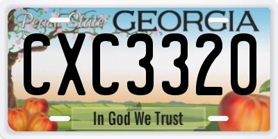 GA license plate CXC3320