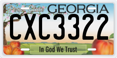 GA license plate CXC3322