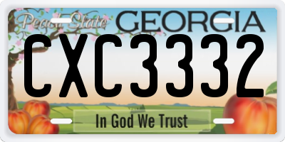 GA license plate CXC3332