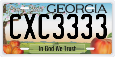 GA license plate CXC3333