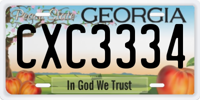 GA license plate CXC3334