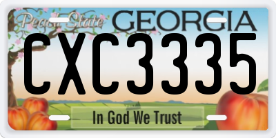 GA license plate CXC3335