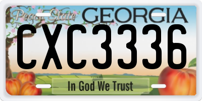 GA license plate CXC3336