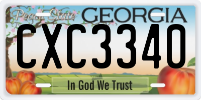 GA license plate CXC3340