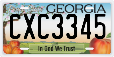 GA license plate CXC3345