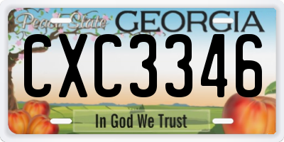 GA license plate CXC3346