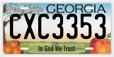 GA license plate CXC3353