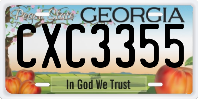 GA license plate CXC3355