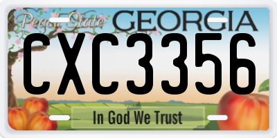 GA license plate CXC3356