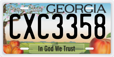 GA license plate CXC3358
