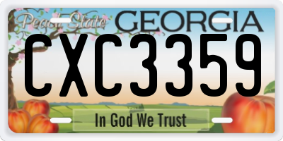 GA license plate CXC3359