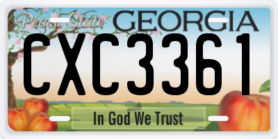 GA license plate CXC3361