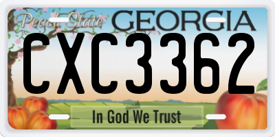 GA license plate CXC3362