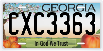 GA license plate CXC3363
