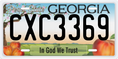 GA license plate CXC3369