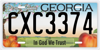 GA license plate CXC3374