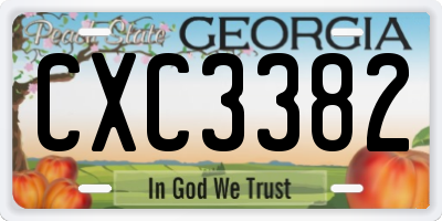 GA license plate CXC3382