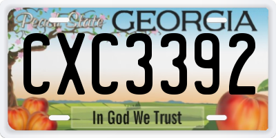 GA license plate CXC3392