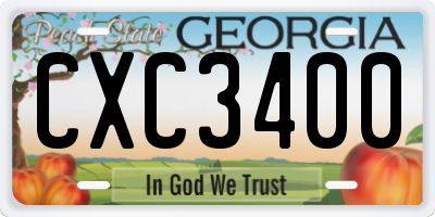 GA license plate CXC3400