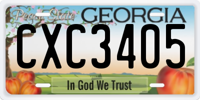 GA license plate CXC3405