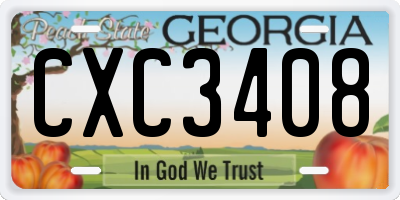 GA license plate CXC3408