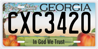 GA license plate CXC3420