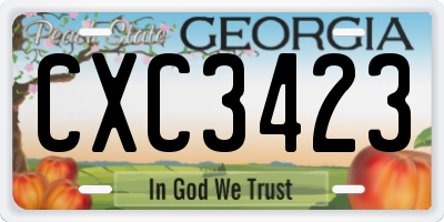 GA license plate CXC3423