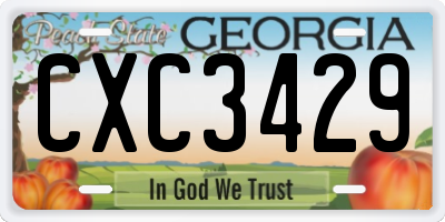 GA license plate CXC3429