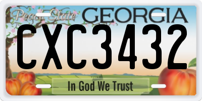 GA license plate CXC3432
