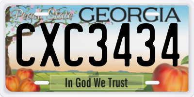 GA license plate CXC3434