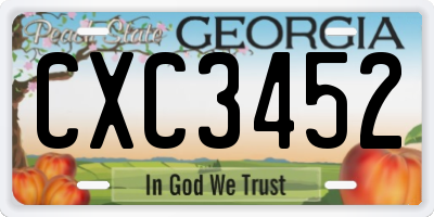 GA license plate CXC3452