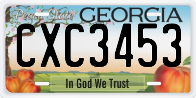 GA license plate CXC3453