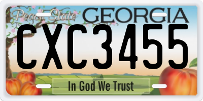 GA license plate CXC3455