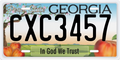 GA license plate CXC3457