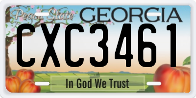 GA license plate CXC3461