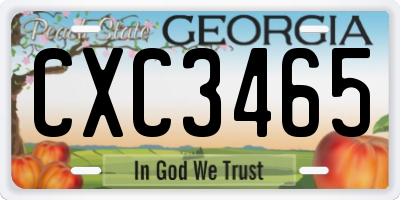 GA license plate CXC3465