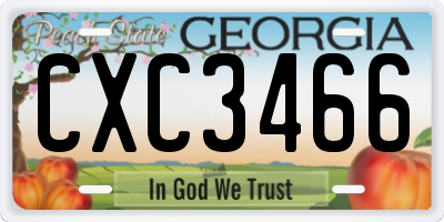 GA license plate CXC3466
